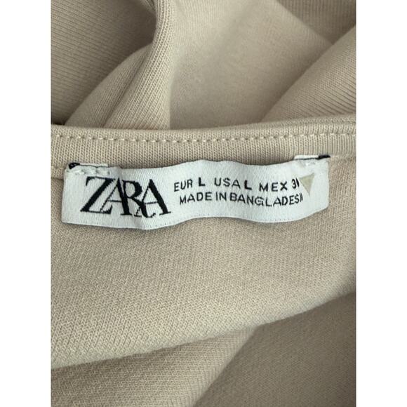 Zara Sleeveless Detailed Lining Fitted Classy Blouse Top Back Zip Up L Beige - Picture 7 of 14